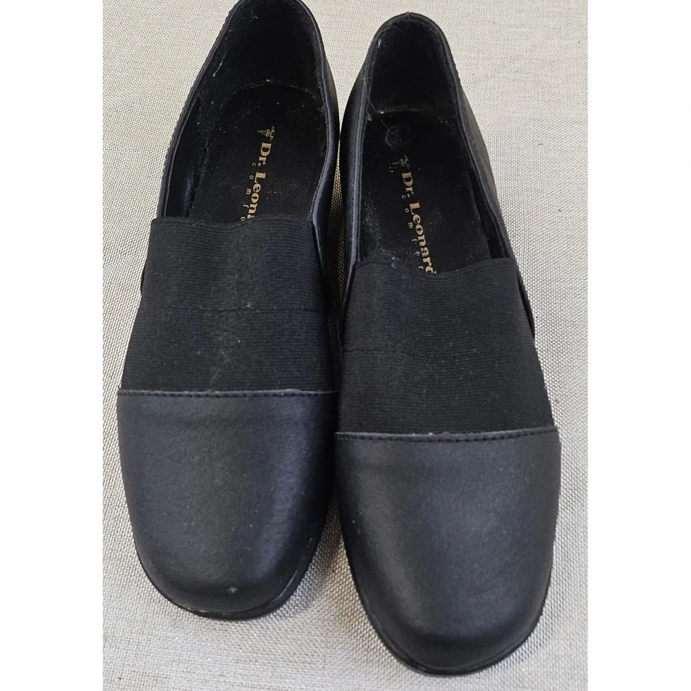 Dr. Leonard's Comfort Leather Upper Black‎ Slip On Loafers Women's 8M Shoes